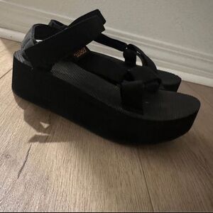 Teva Black Platform Sandals for Women